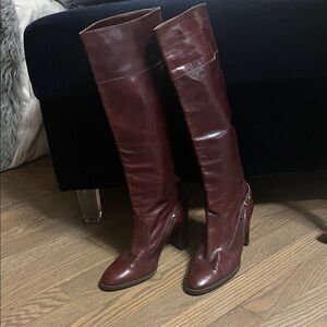 Vintage equestrian Brown Leather Knee-High Boots